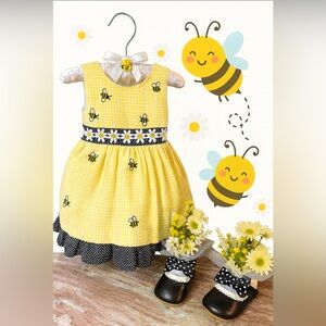 Daisies, Bees and Dots Centerpiece Dress For Baby Shower, Little Girls Birthday